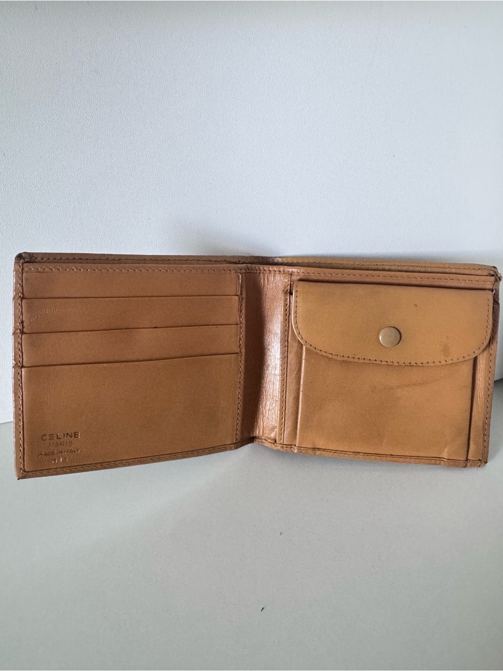 CELINE Authentic Vintage Wallet Macadam Bi Fold in Brown and Tan - Picture 3 of 11